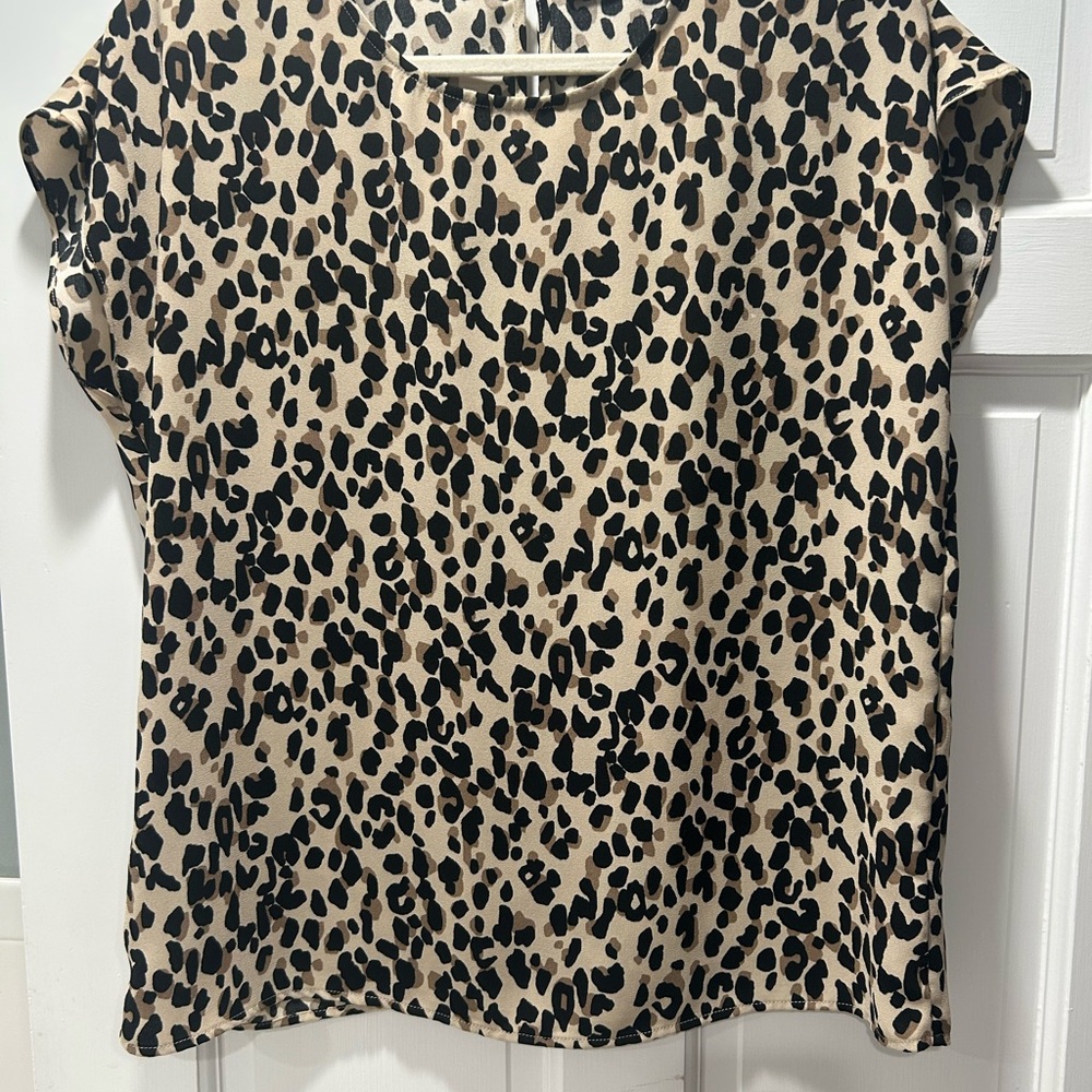 Halogen Black and Tan Leopard Print Blouse